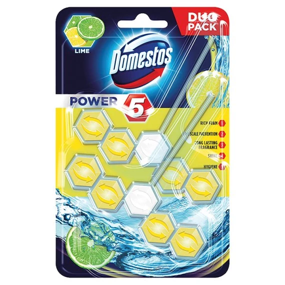 Domestos Power 5 Lime Wc Tisztító + Illatosító 2x55 g