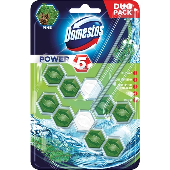 Domestos Power 5 Pine Wc Tisztító + Illatosító  2x55 g
