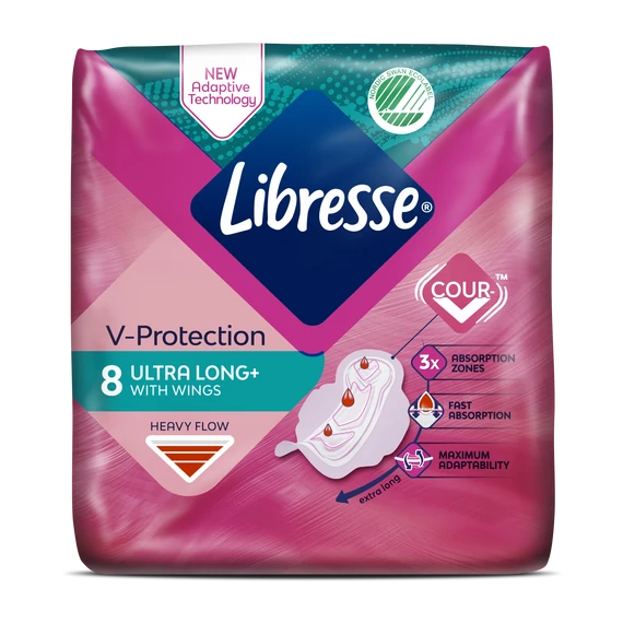 Libresse V-Protection Ultra Long+ Szárnyas Egészségügyi Betét 8 db