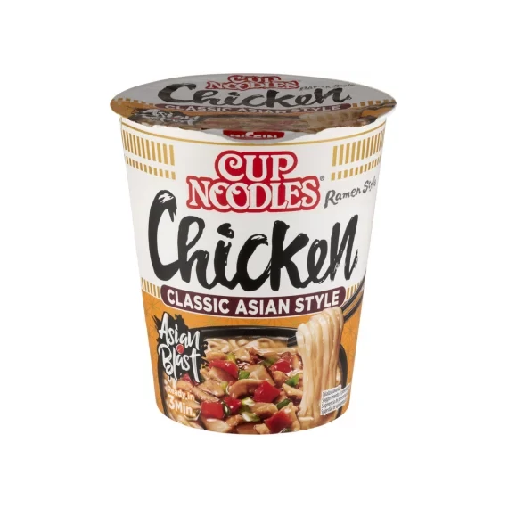 Nissin Cup Noodles Instant Tésztaleves Csirke Ízesítéssel Ázsiai Módra 63 g