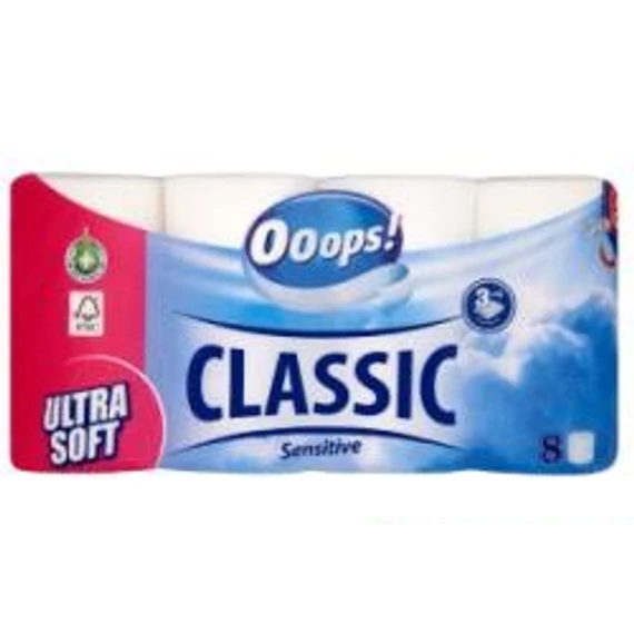 Ooops Classic Sensitive Wc Papír 3 réteg 8 tekercs