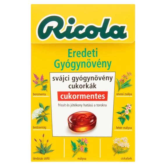 Ricola Eredeti Gyógynövény Cukormentes Svájci Gyógynövény Cukorka 40 g