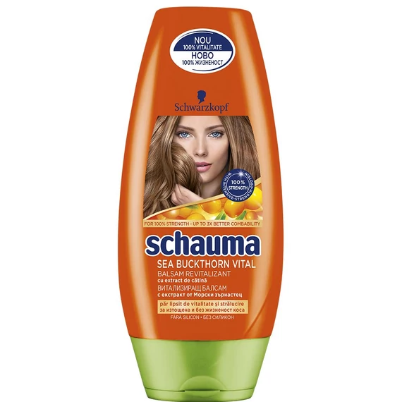Schwarzkopf Schauma Homoktövis Vitalizáló Hajbalzsam Fakó & Tartás nélküli Hajra 200 ml