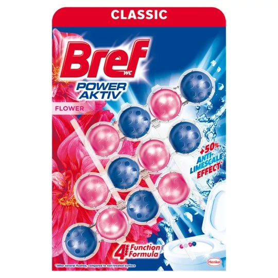 Bref Power Aktiv Flower Wc Tisztító + Illatosító 3x50 g
