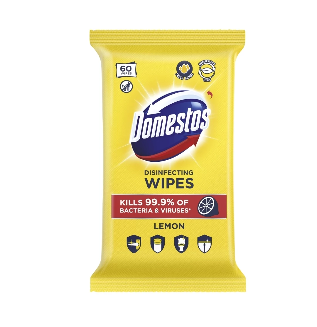 Domestos Lemon Fresh Fertőtlenítő Törlőkendő 60 db