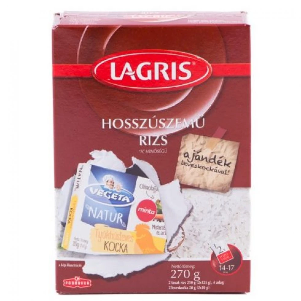 Lagris Hosszúszemű Főzőtasakos Rizs 2*125 g
