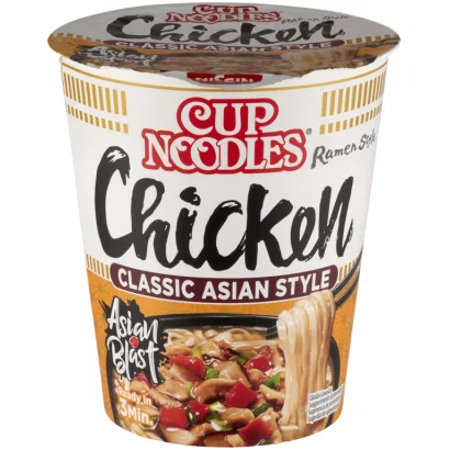 Nissin Cup Noodles Instant Tésztaleves Csirke Ízesítéssel Ázsiai Módra 63 g