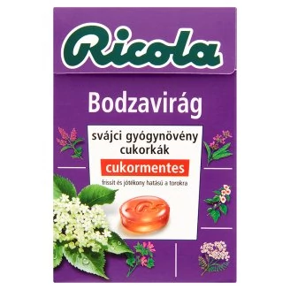 Ricola Bodzavirág Cukormentes Svájci Gyógynövény Cukorka 40 g