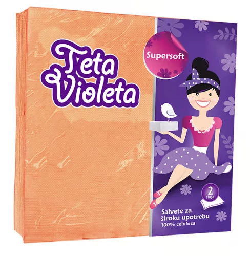 Teta Violeta Supersoft Szalvéta Narancs 2 réteg 38x38 cm 25 db